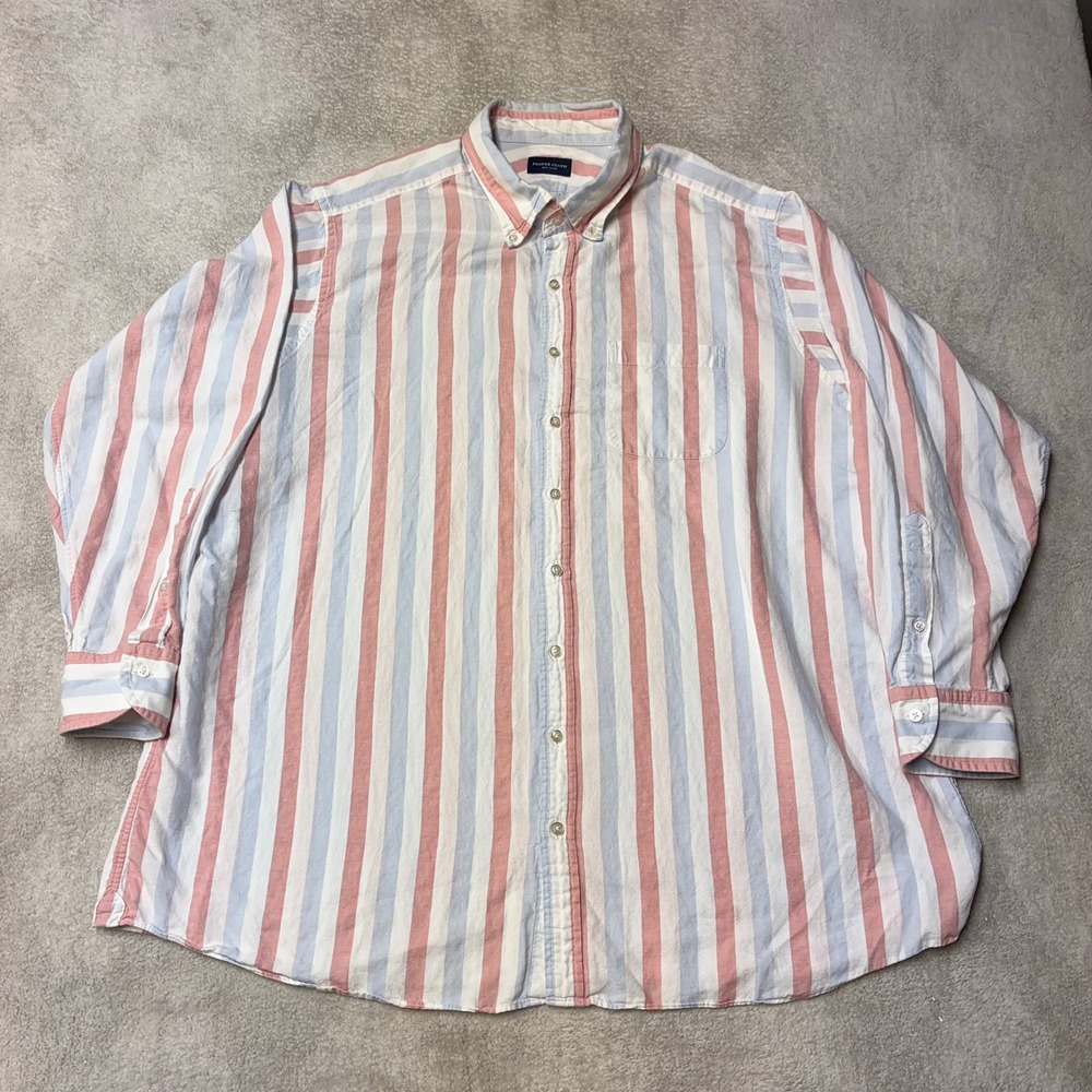 Proper Cloth Striped Button Down Shirt Pink Blue White Mens XL